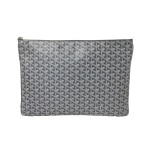 GOYARD Senna Clutch Bag Gray Goyardine Canvas